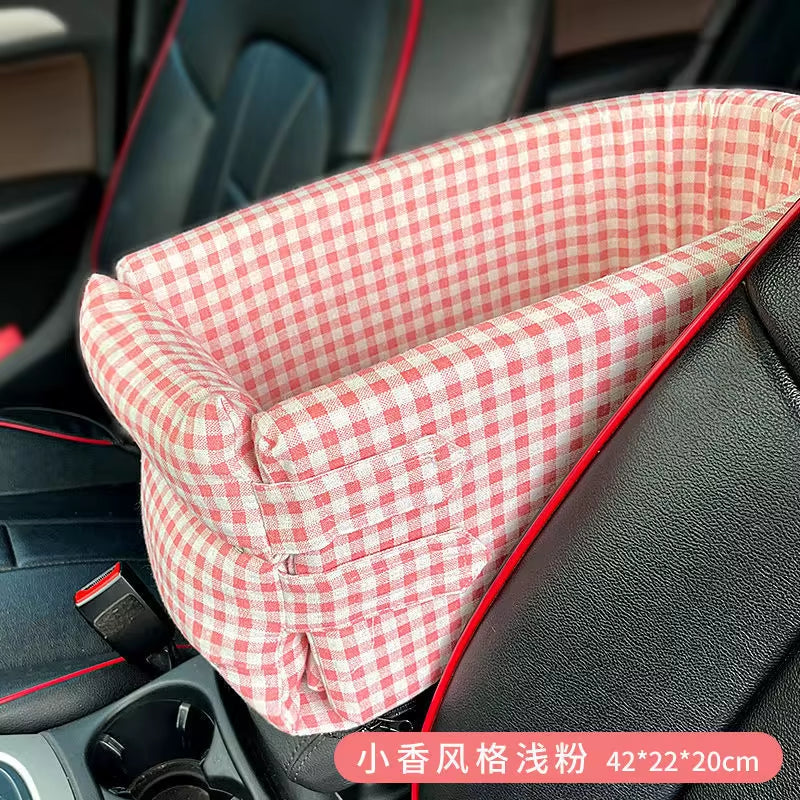 Portable Dog Car Seat Carrier - Safety Travel Bed for Small Dogs & Cats