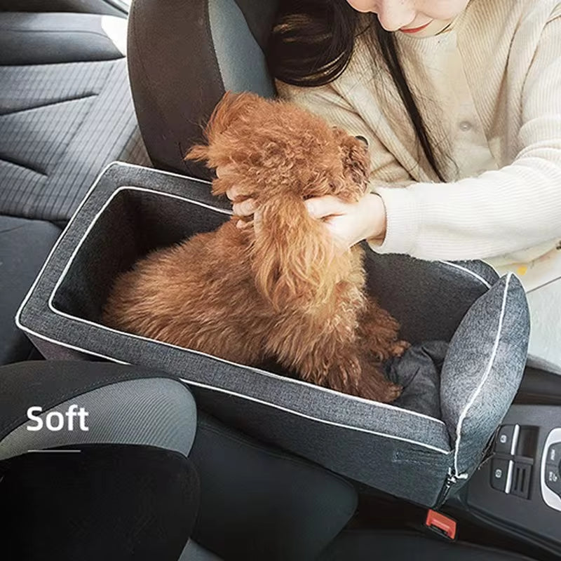 Portable Dog Car Seat Carrier - Safety Travel Bed for Small Dogs & Cats