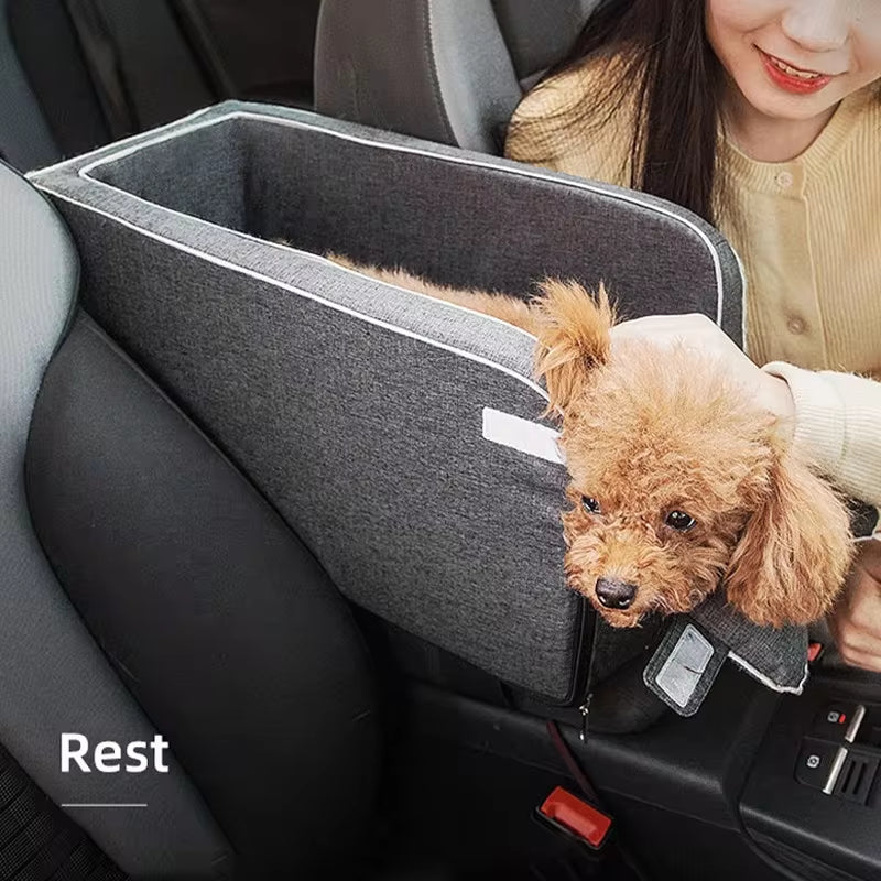 Portable Dog Car Seat Carrier - Safety Travel Bed for Small Dogs & Cats