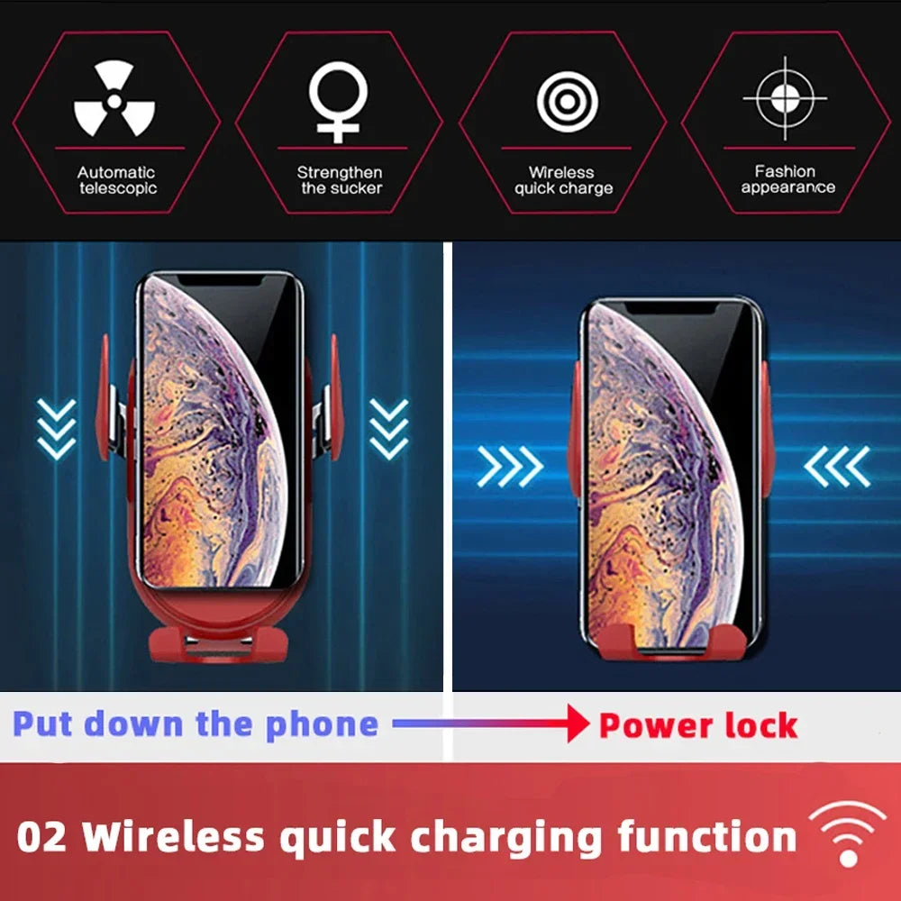 Wireless Charger Car Phone Holder Air Vent Automatic Clamping