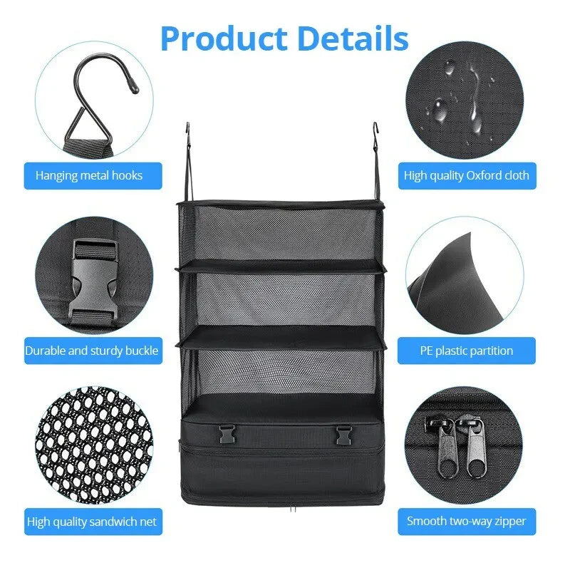 3-In-1 Travel Clothes Storage Hanging Bag Garment Organizer