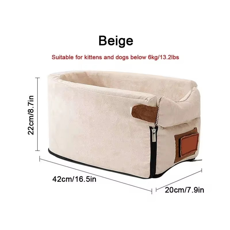 Portable Dog Car Seat Carrier - Safety Travel Bed for Small Dogs & Cats