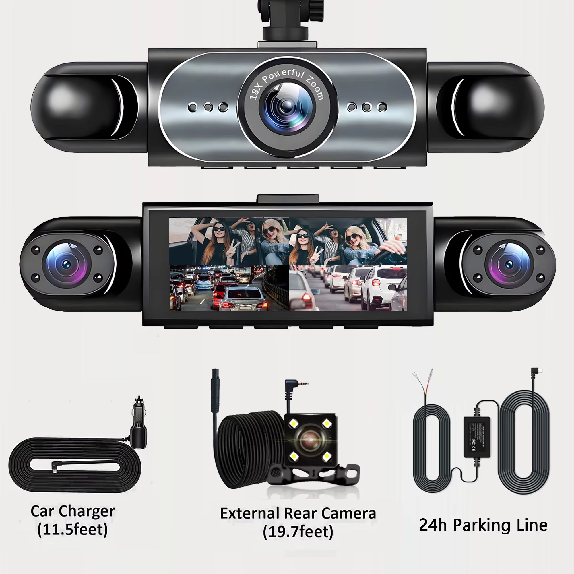 4 Channel Dash Cam 360 Car Video Recorder Night Vision