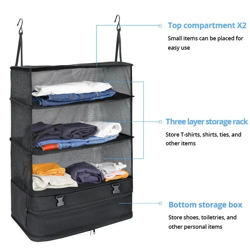 3-In-1 Travel Clothes Storage Hanging Bag Garment Organizer