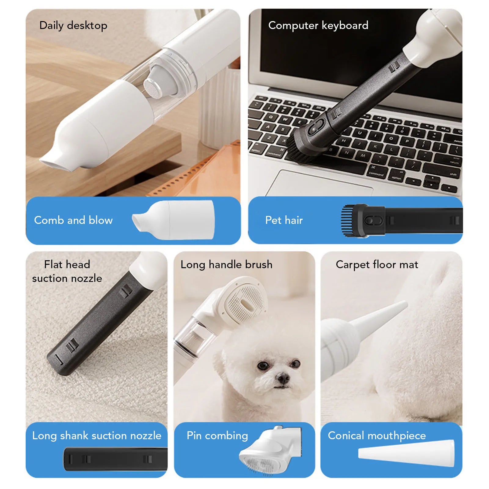 Pet Grooming Vacuum Kit - Automatic Shedding Brush for Dogs & Cats