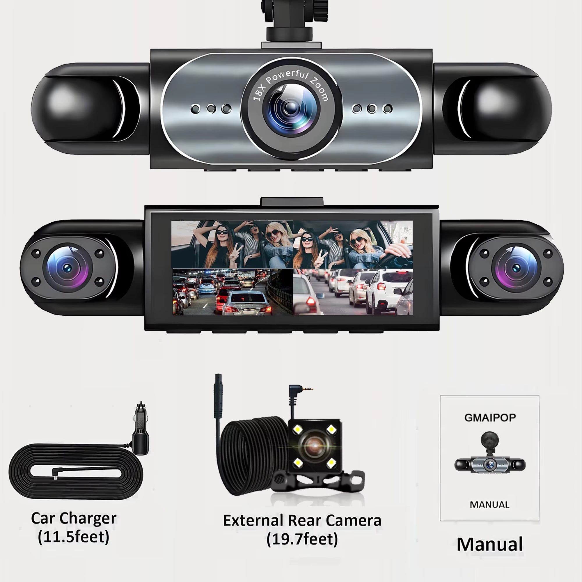 4 Channel Dash Cam 360 Car Video Recorder Night Vision