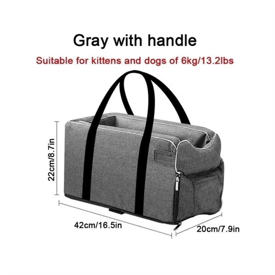 Portable Dog Car Seat Carrier - Safety Travel Bed for Small Dogs & Cats