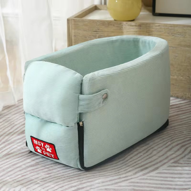 Portable Dog Car Seat Carrier - Safety Travel Bed for Small Dogs & Cats