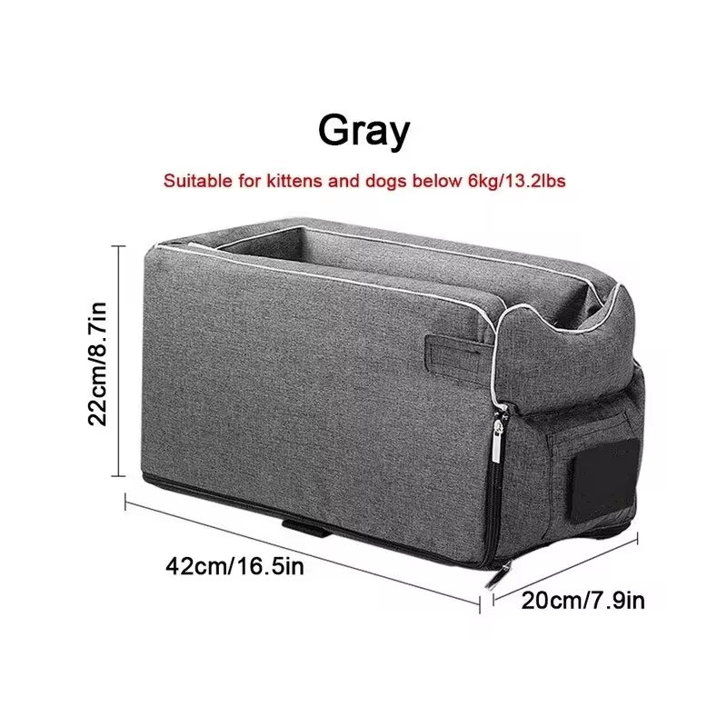 Portable Dog Car Seat Carrier - Safety Travel Bed for Small Dogs & Cats