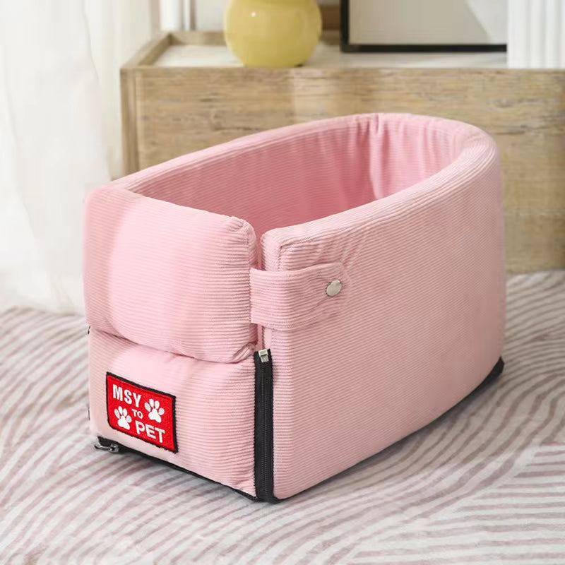 Portable Dog Car Seat Carrier - Safety Travel Bed for Small Dogs & Cats