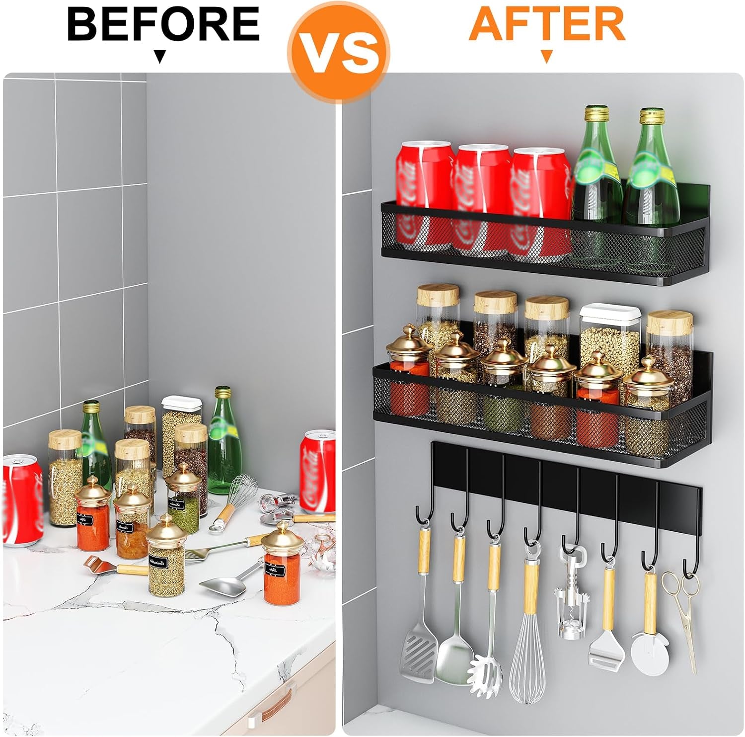 Hope Magnetic Spice Rack with Hook Organizer