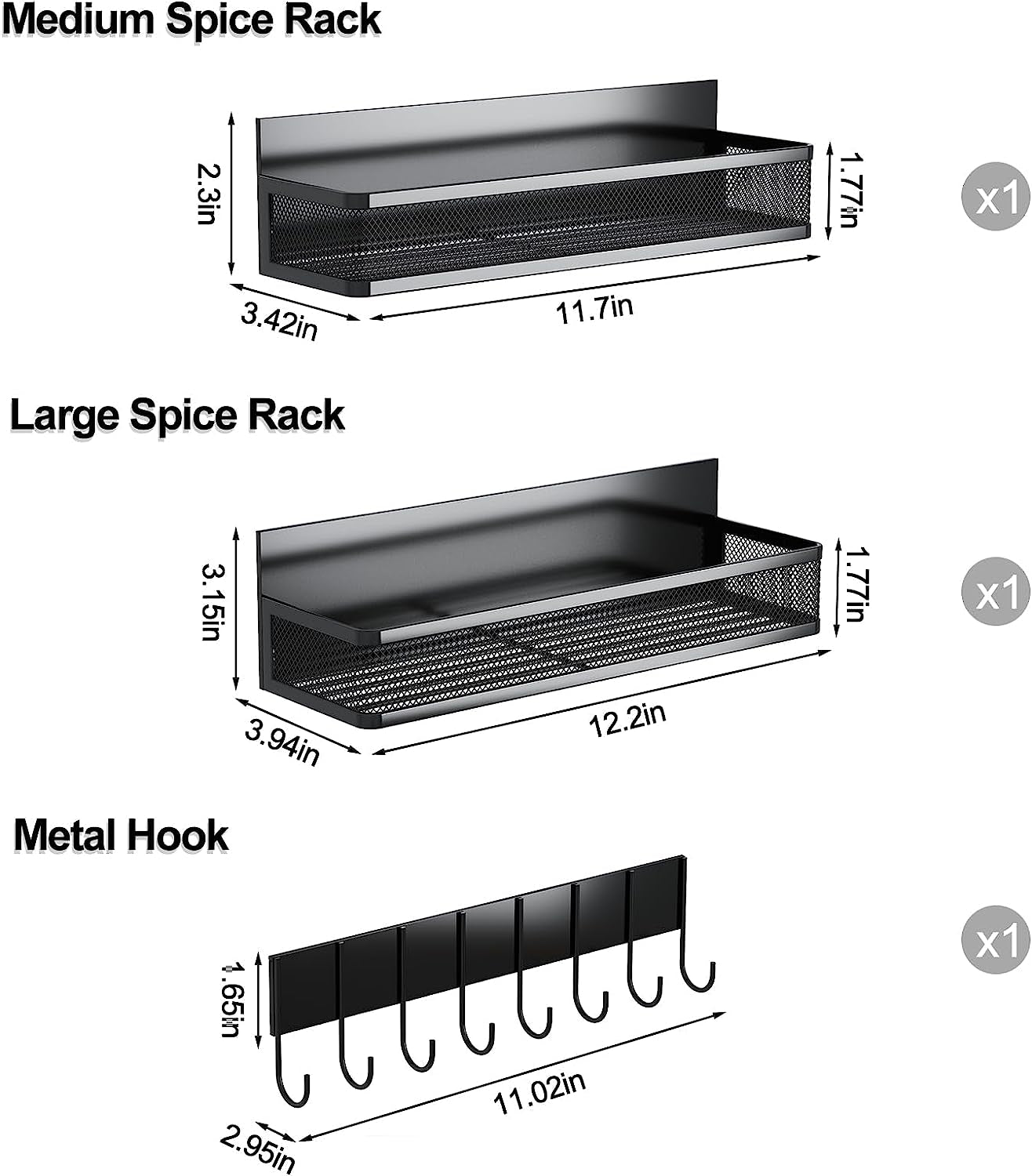 Hope Magnetic Spice Rack with Hook Organizer