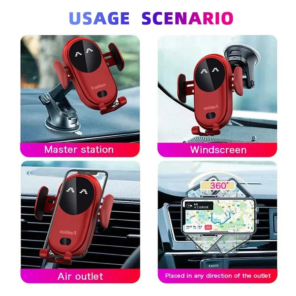 Wireless Charger Car Phone Holder Air Vent Automatic Clamping